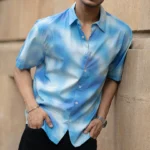 Blue Spray Print Shirt