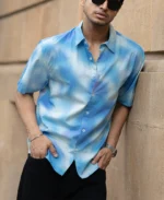 Blue Spray Print Shirt