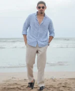 Blue and White Regular fit Striped Full Sleeves Shirt - Image 2