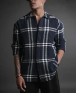 Blue and White Structured Checks Oversized Shirt - Image 6