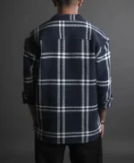 Blue and White Structured Checks Oversized Shirt - Image 3