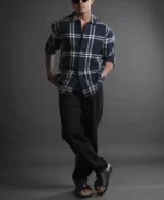 Blue and White Structured Checks Oversized Shirt - Image 2