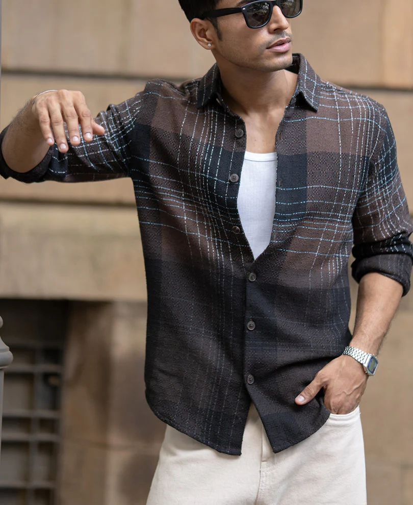 Brown Ombre Checks Shirt3 Brown Ombre Checks Shirt - Image 1