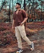 Brown Rib Knit Oversize Drop Shoulder Shirt - Image 2