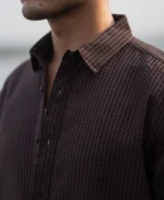 Brown Seer Sucker Stripe Shirt - Image 4