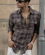 Brown Structured Checks Shirt - Image 6