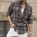 Brown Structured Checks Shirt