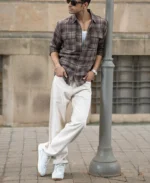 Brown Structured Checks Shirt - Image 2