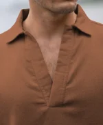Brown Structured Cotton Kurta Shirt - Image 6