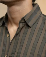 Brown Structured Self Striped Shirt - Image 5