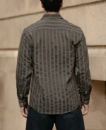 Brown Structured Self Striped Shirt - Image 3