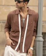 Brown Tape Detail Shirt - Image 6