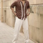 Brown Tape Detail Shirt