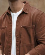Brown Textured Cotton Overshirt - Image 4