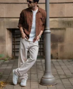 Brown Textured Cotton Overshirt