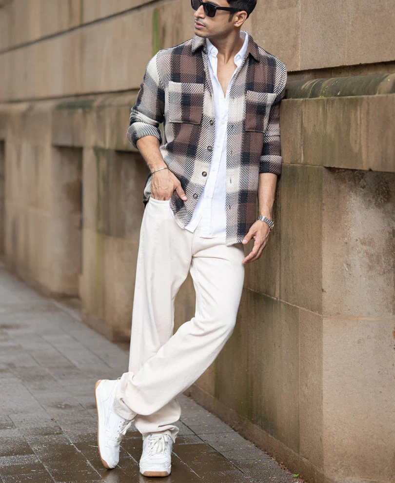 Brown Twill Check Shirt6 Brown Twill Check Shirt - Image 1