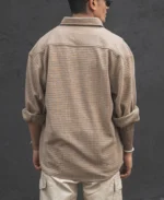 Camel Structured Double Pockets Shacket Oversized Shirt - Image 4