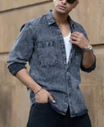 Carbon Black Regular Fit Full Sleeves Shirt