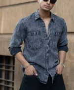 Carbon Black Regular Fit Full Sleeves Shirt - Image 5