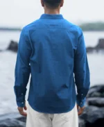 Cerulean Blue Linen Blend Shirt - Image 3