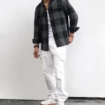 Charcoal Black Checks Structured Oversize Drop Shoulder Shirt