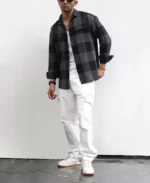 Charcoal Black Checks Structured Oversize Drop Shoulder Shirt