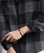 Charcoal Black Checks Structured Oversize Drop Shoulder Shirt - Image 5