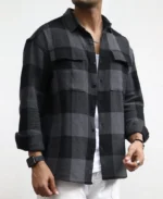 Charcoal Black Checks Structured Oversize Drop Shoulder Shirt - Image 4