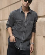 Charcoal Washed Denim Overshirt - Image 5