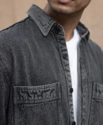 Charcoal Washed Denim Overshirt - Image 4