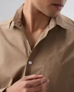 Classic Khaki Slim-Fit Button-Up Shirt for Men - Image 3