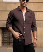 Cocoa Brown Crinkled Shirt - Image 2