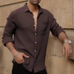 Cocoa Brown Crinkled Shirt