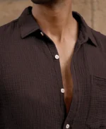 Cocoa Brown Crinkled Shirt - Image 4