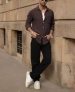 Cocoa Brown Crinkled Shirt - Image 6