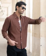 Cocoa Brown Regular Fit Full Sleeve Shirt - Image 3