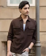 Coffee Brown Linen Blend Zipper Shirt - Image 3
