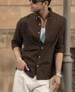 Coffee Brown Oxford Shirt - Image 3