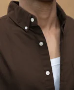 Coffee Brown Oxford Shirt - Image 4