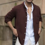 Coffee Structured Knit Shirt