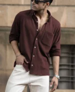 Coffee Structured Knit Shirt - Image 5