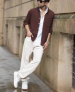 Coffee Structured Knit Shirt - Image 7