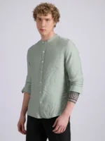 Collar Plain Shirt - Pista - Image 4