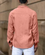 Coral Orange Linen Blend Shirt - Image 6