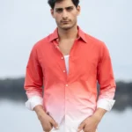 Coral Red Ombre Print Shirt