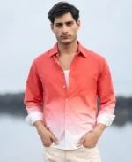 Coral Red Ombre Print Shirt