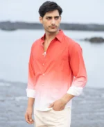 Coral Red Ombre Print Shirt - Image 4