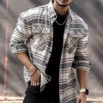 Cream Flannel Check Oversize Drop Shoulder Shirt