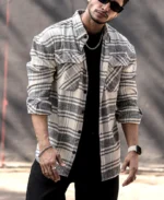 Cream Flannel Check Oversize Drop Shoulder Shirt - Image 4