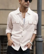 Cream Linen Double Pocket Shirt - Image 2